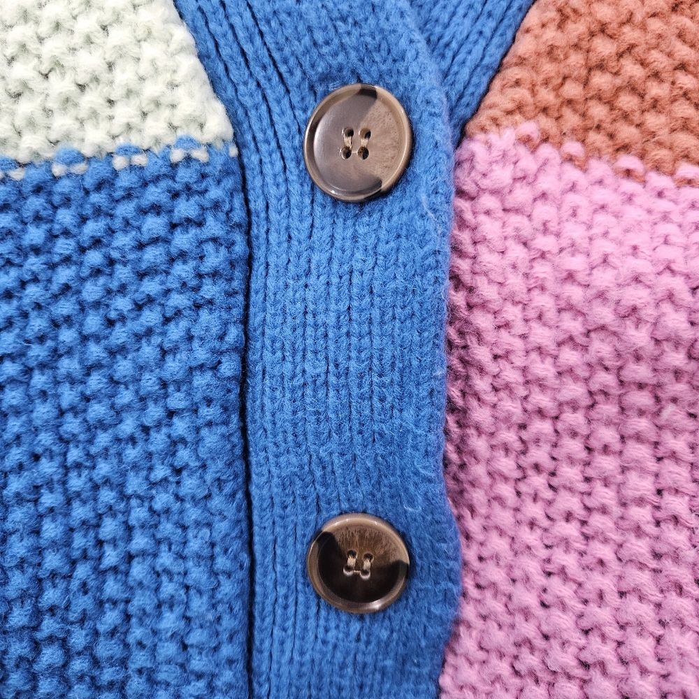 Cotton On V-Neck Button Front Patchwork Knit Swea… - image 4